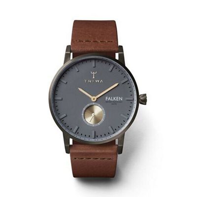 Unisex watch with dark grey multi dial with brown leather strap fast102cl010213